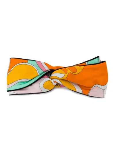Shop Emilio Pucci Printed Silk-twill Headband - Orange