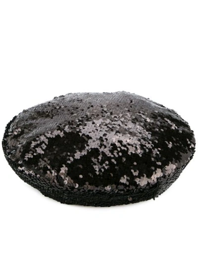 Shop Racil Sequinned Beret In Black