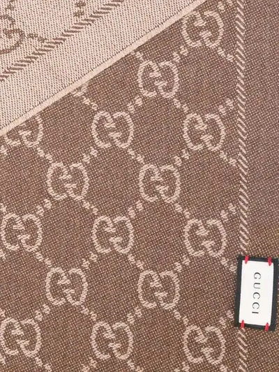 Shop Gucci Schal Mit Monogrammmuster In 2764 Light Brown