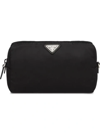 Shop Prada Triangle-logo Makeup Bag In Black