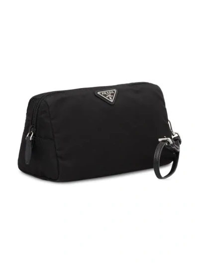 Shop Prada Triangle-logo Makeup Bag In Black
