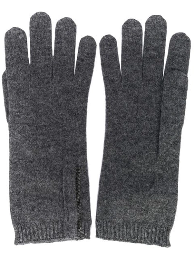 Shop Brunello Cucinelli Fine Knit Gloves In Grey