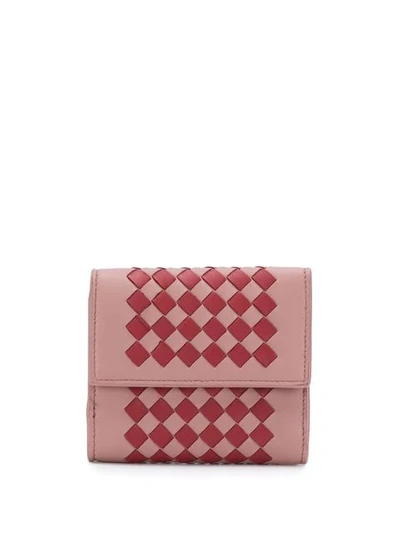 Shop Bottega Veneta Woven Detail Wallet In Pink