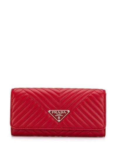 Shop Prada Diagramme Wallet In Red