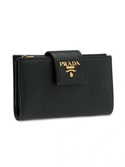 Shop Prada Medium Logo-plaque Wallet In Black