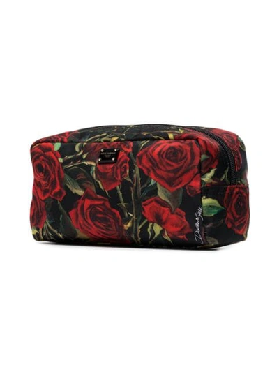 Shop Dolce & Gabbana Rose Print Nylon Pouch - Black