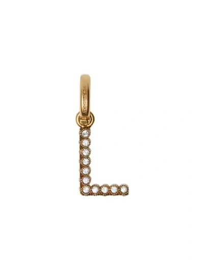 Shop Burberry Crystal ‘l' Alphabet Charm In Gold