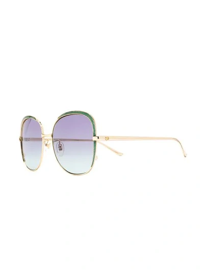 Shop Gucci Oversized Frame Sunglasses In Metallic