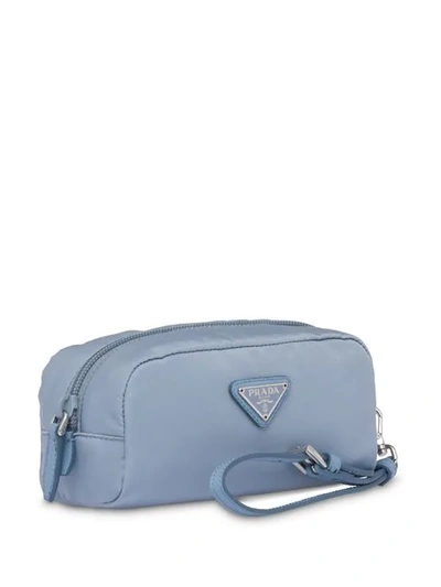 Shop Prada Cosmetic Make Up Pouch In Blue