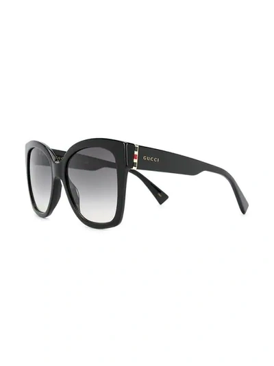 Shop Gucci Oversized Cat Eye Sunglasses In Black