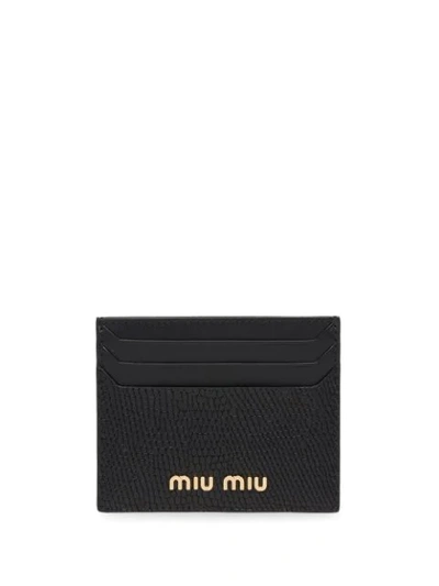 Shop Miu Miu Logo Plaque Card Holder In Black