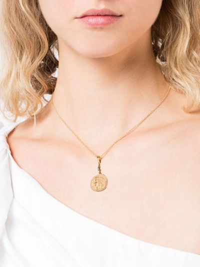 Shop Azlee Medallion Pendant Necklace In Yellow