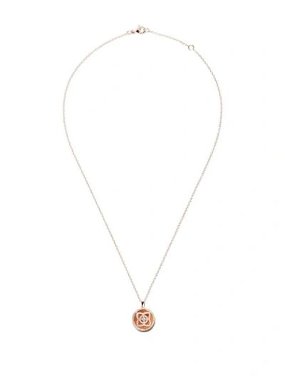 Shop De Beers 18kt Rose Gold Enchanted Lotus Carnelian Medal Diamond Necklace