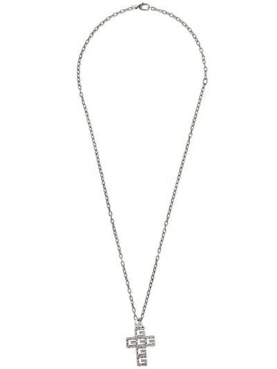 Shop Gucci Square G Cross Necklace - Silver