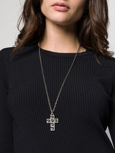 Shop Gucci Square G Cross Necklace - Silver