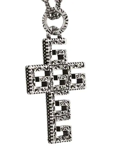 Shop Gucci Square G Cross Necklace - Silver