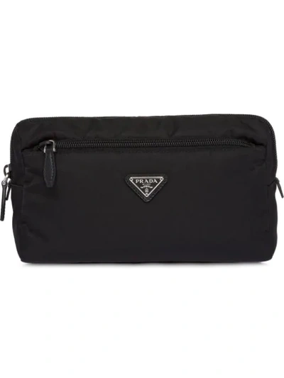 Shop Prada Logo-plaque Travel Pouch In Black