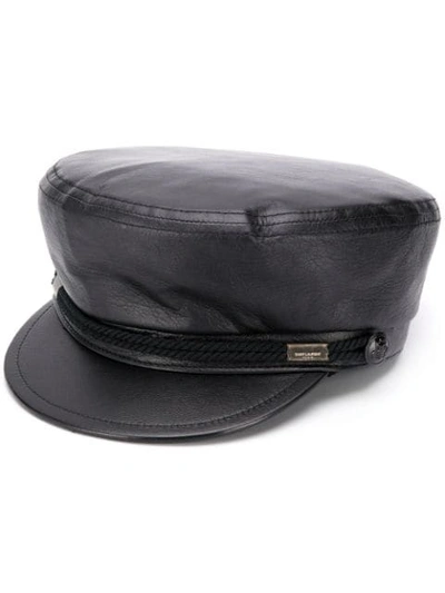 Shop Saint Laurent Sailor Cap In Black