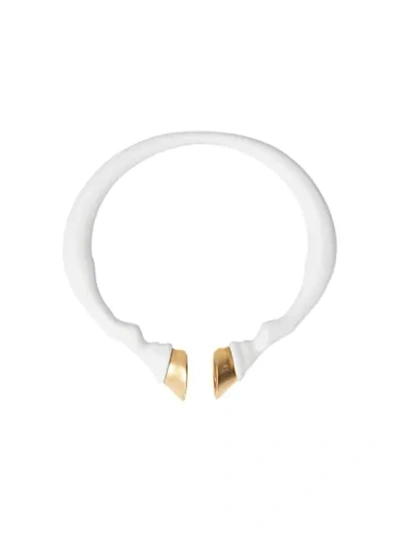 Shop Burberry 'hoof' Armspange In White/light Gold