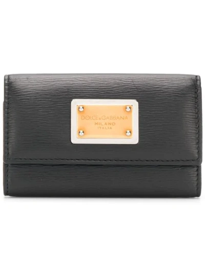 Shop Dolce & Gabbana Logo Plaque Key Wallet In Black