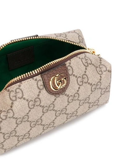 Shop Gucci Logo Make Up Bag In Brown