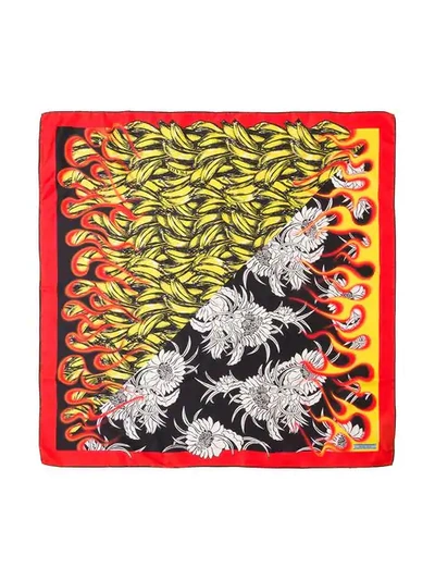 Shop Prada Printed Silk Scarf In Black