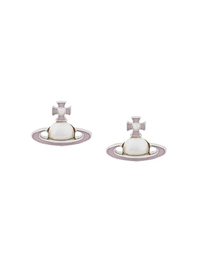 Shop Vivienne Westwood Orb Stud Earrings In Silver ,pink