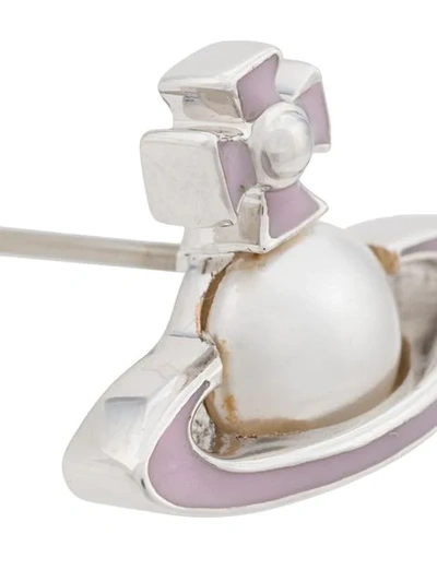 Shop Vivienne Westwood Orb Stud Earrings In Silver ,pink