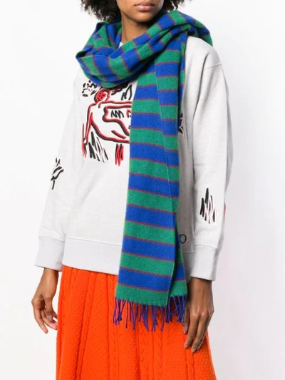 Shop Kenzo Knitted Scarf - Blue