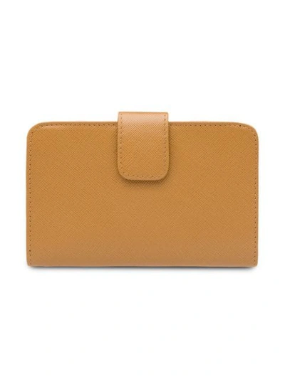 Prada Medium Saffiano Leather Wallet In F098l Caramel
