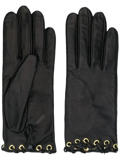 Shop Manokhi Leather Gloves In Black