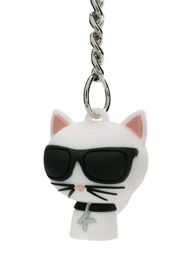 Shop Karl Lagerfeld Ikonik Choupette Keyring In White