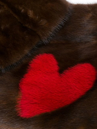 Shop Simonetta Ravizza Heart Detail Collar Scarf In Brown