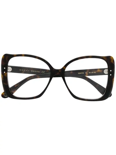 Shop Gucci Oversized Tortoiseshell-effect Glasses In Brown