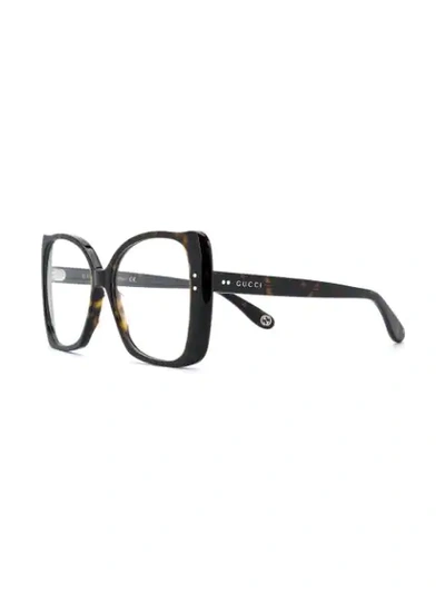 Shop Gucci Oversized Tortoiseshell-effect Glasses In Brown