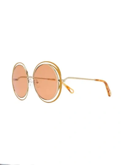 Shop Chloé Carlina Round-frame Sunglasses In Yellow