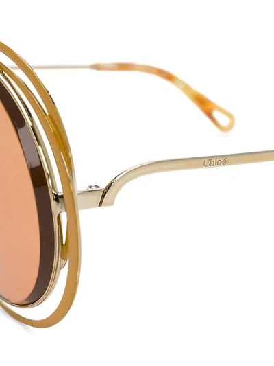 Shop Chloé Carlina Round-frame Sunglasses In Yellow