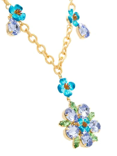 Shop Dolce & Gabbana Flower Crystal Embellished Necklace In Pink