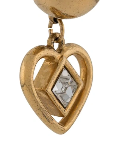 Pre-owned Givenchy Heart-shape Drop Earrings In Gold