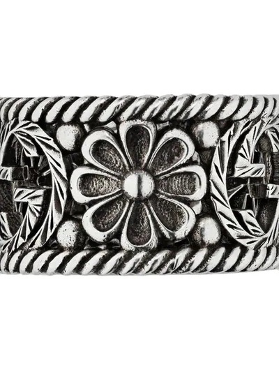 Shop Gucci Gg Motif Ring In Silver