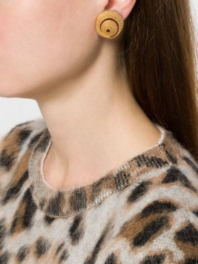 Pre-owned Trifari Vintage 1960's  Swirl Earrings In Gold