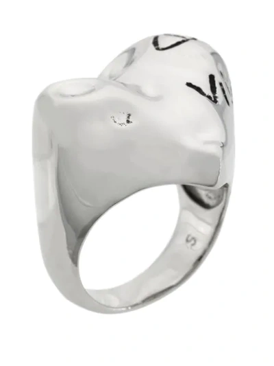 Shop Vivienne Westwood Chunky Logo Ring In Metallic
