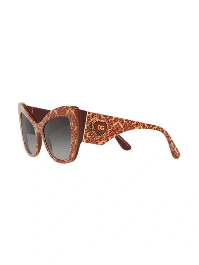 Shop Dolce & Gabbana Cat-eye Tinted Sunglasses In Red