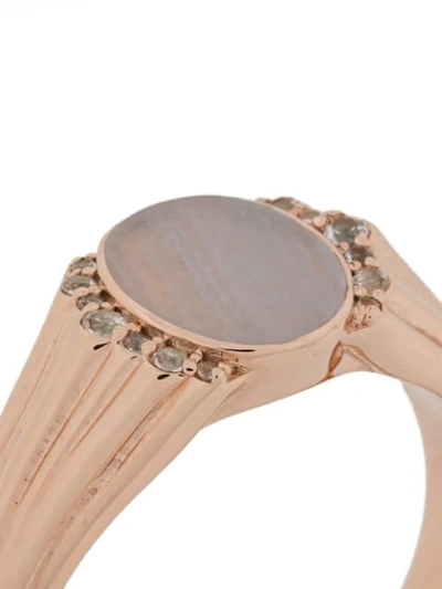 Shop Astley Clarke Lace Agate Luna Signet Ring In Metallic