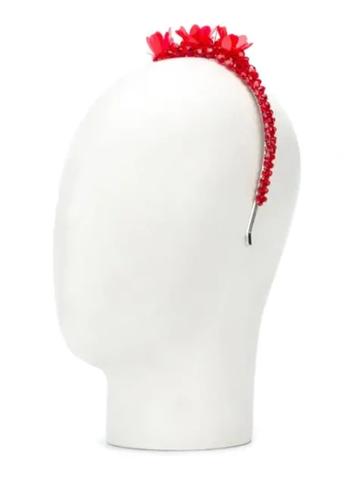 Shop Simone Rocha Flower Embellished Headband In Red