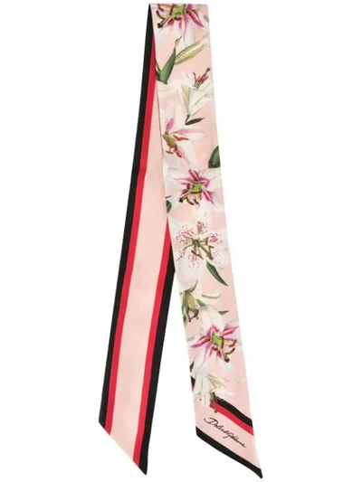 Shop Dolce & Gabbana Lily Print Headband In Pink