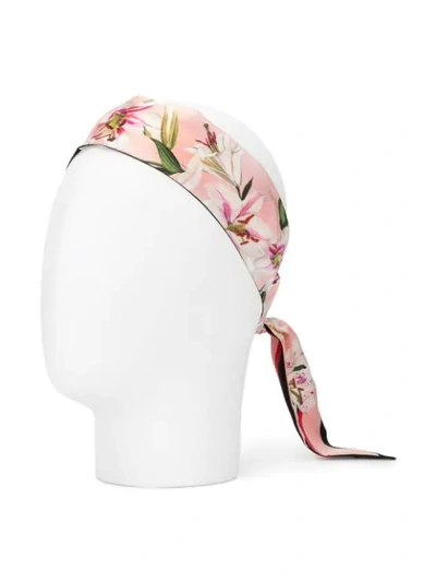 Shop Dolce & Gabbana Lily Print Headband In Pink