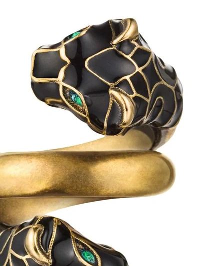 Shop Gucci Tiger Head Ring In Black ,gold