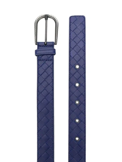 Shop Bottega Veneta Intrecciato Weave Leather Belt In Blue
