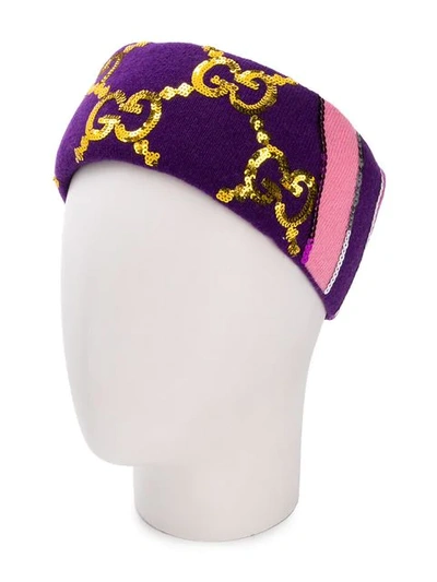 Shop Gucci Gg Supreme Headband In Purple